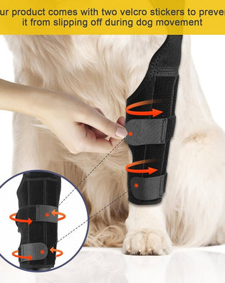 Problems Solved dog rear leg braces supporting hip, ligament, and muscle injuries with adjustable straps and durable material.