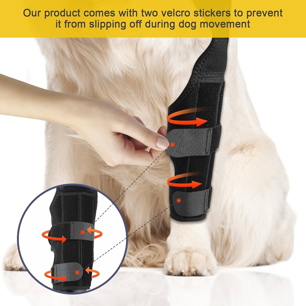 Problems Solved dog rear leg braces supporting hip, ligament, and muscle injuries with adjustable straps and durable material.