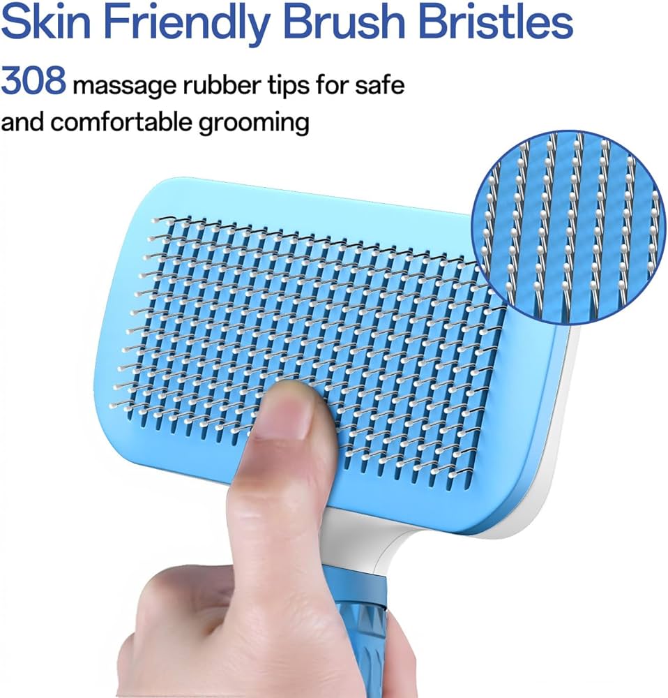 Cat Brush for Long and Short Hair Cats, Self-cleaning Dog Brush for Shedding