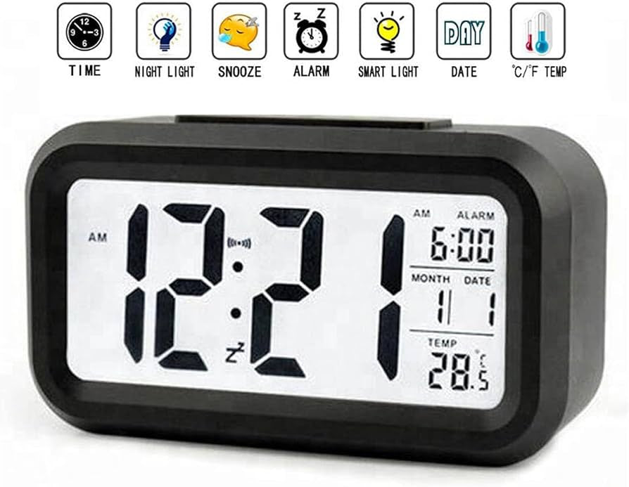 Digital Alarm Clock LED Display with Temperature Big LCD Digit Display