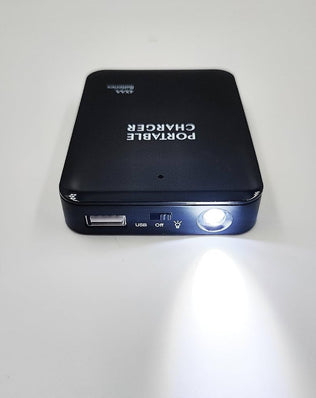 Problems Solved portable battery-powered power bank with charging port, compact emergency charger for smartphones and devices.
