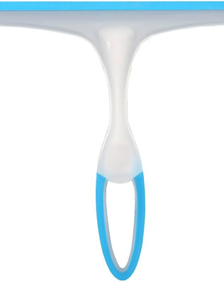 Problems Solved blue handle window squeegee with rubber blade for glass, bath, kitchen, and car cleaning tasks