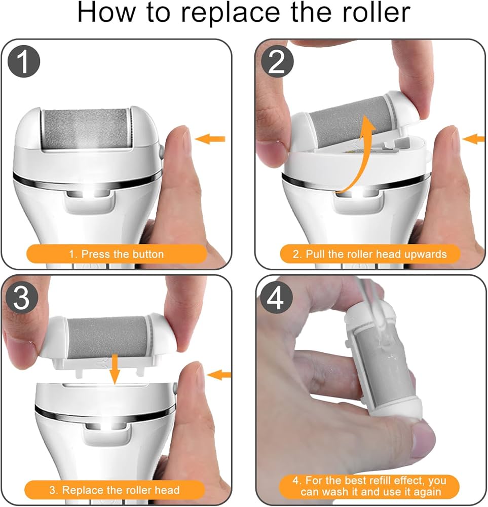 6pcs Replacement Roller Refill Heads, Pedicure Foot File Replacement Roller Refills