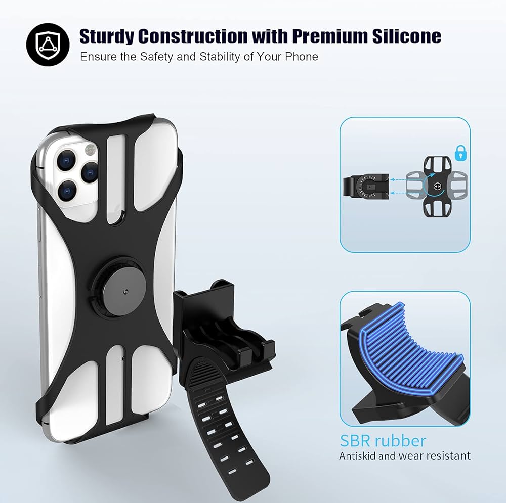 Problems Solved detachable bike phone holder mounted on a bicycle, universal motorcycle cell phone mount with 360º rotation.