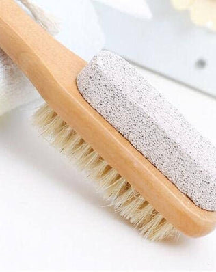 Foot Scrub Brush with Natural Pumice Stone, Wooden Body Brush for Exfoliating Dead Skin