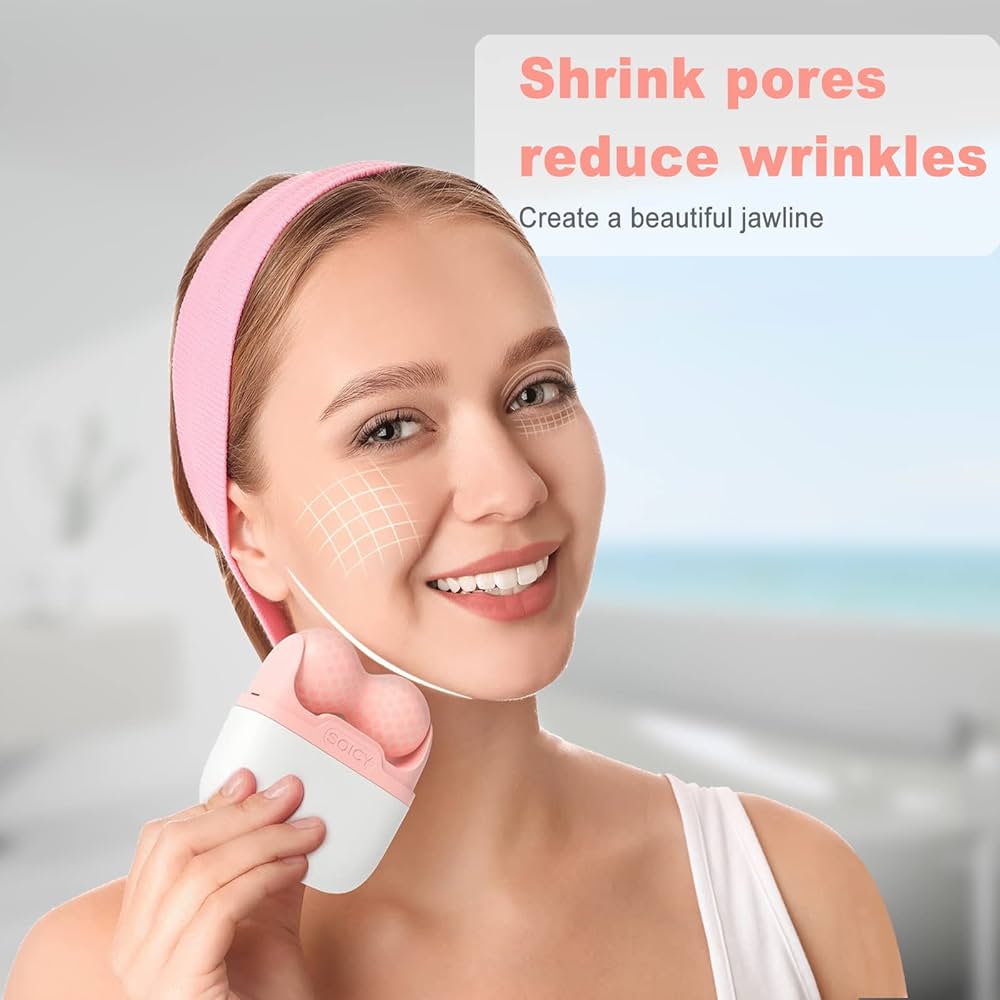 Ice Roller for Face and Eyes - Facial Skin Care Tools with 2 in 1 Face Roller and Travel Case