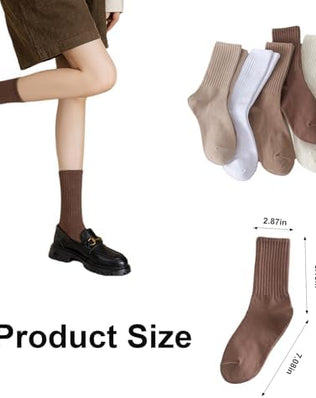 Six pairs of Problems Solved women's crew ankle socks in breathable cotton, featuring colorful patterns and comfortable fit.