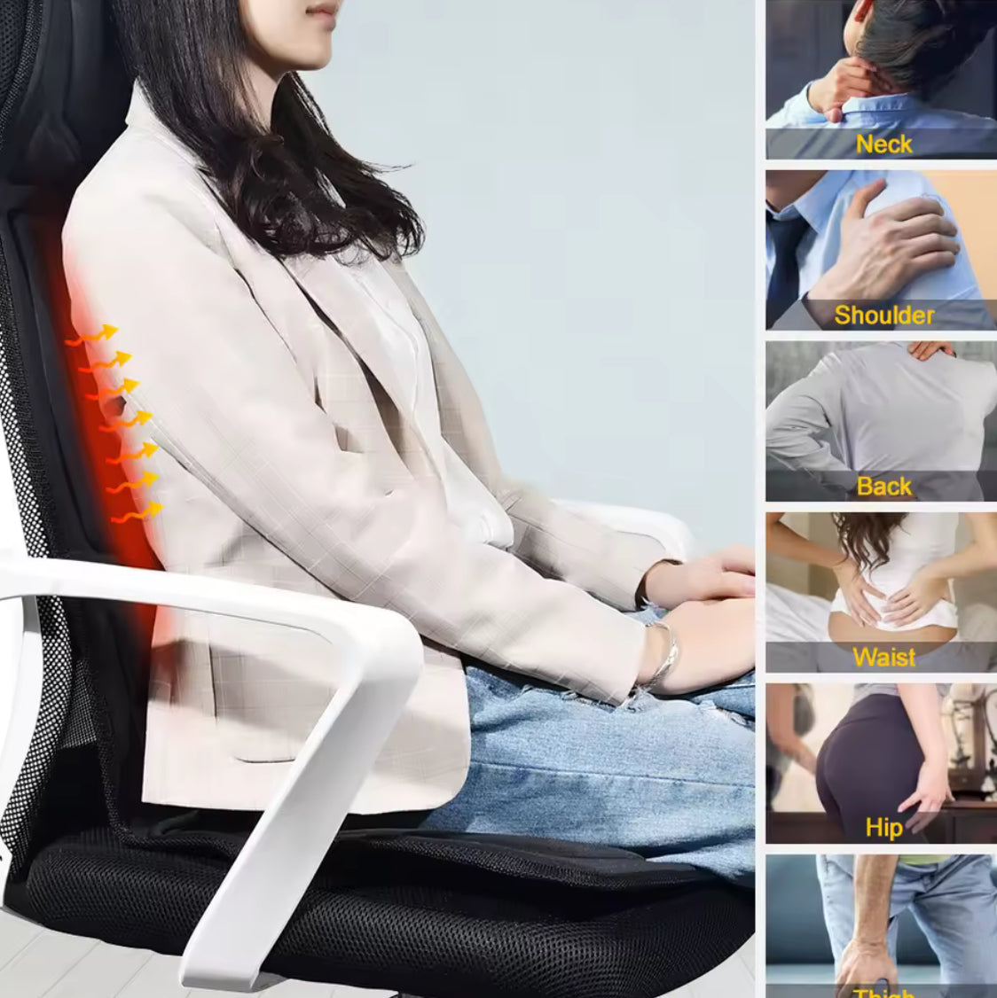 Massager Chair Pad Electric Heating Vibrating Cervical Neck Back Body Cushion - Problems Solved