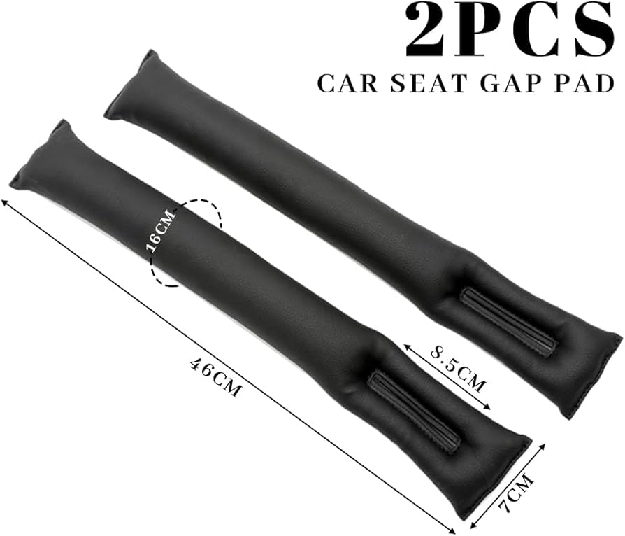2 Piece Car Seat Gap Plug, Car Seat Gap Filler, Gap Filler Car Gap, Black, 46 x 7 cm