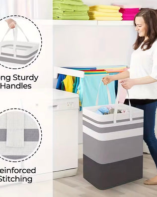 Extra Large Waterproof Laundry Hamper with Extended Handle - Foldable