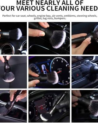 3pcs Car Detailing Brushes Set Soft Auto Detailing Brush Kit Interchangeable Different Sized