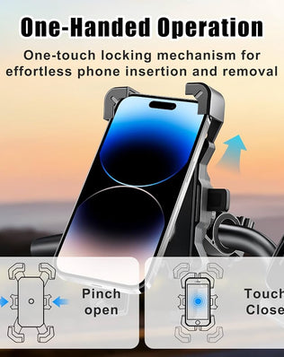 Problems Solved bike phone handlebar mount with anti-vibration and safety lock, 360º rotation for motorbikes.