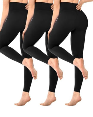Pack of 3 Problems Solved women's high waist black opaque leggings for gym, yoga, and sports activities.