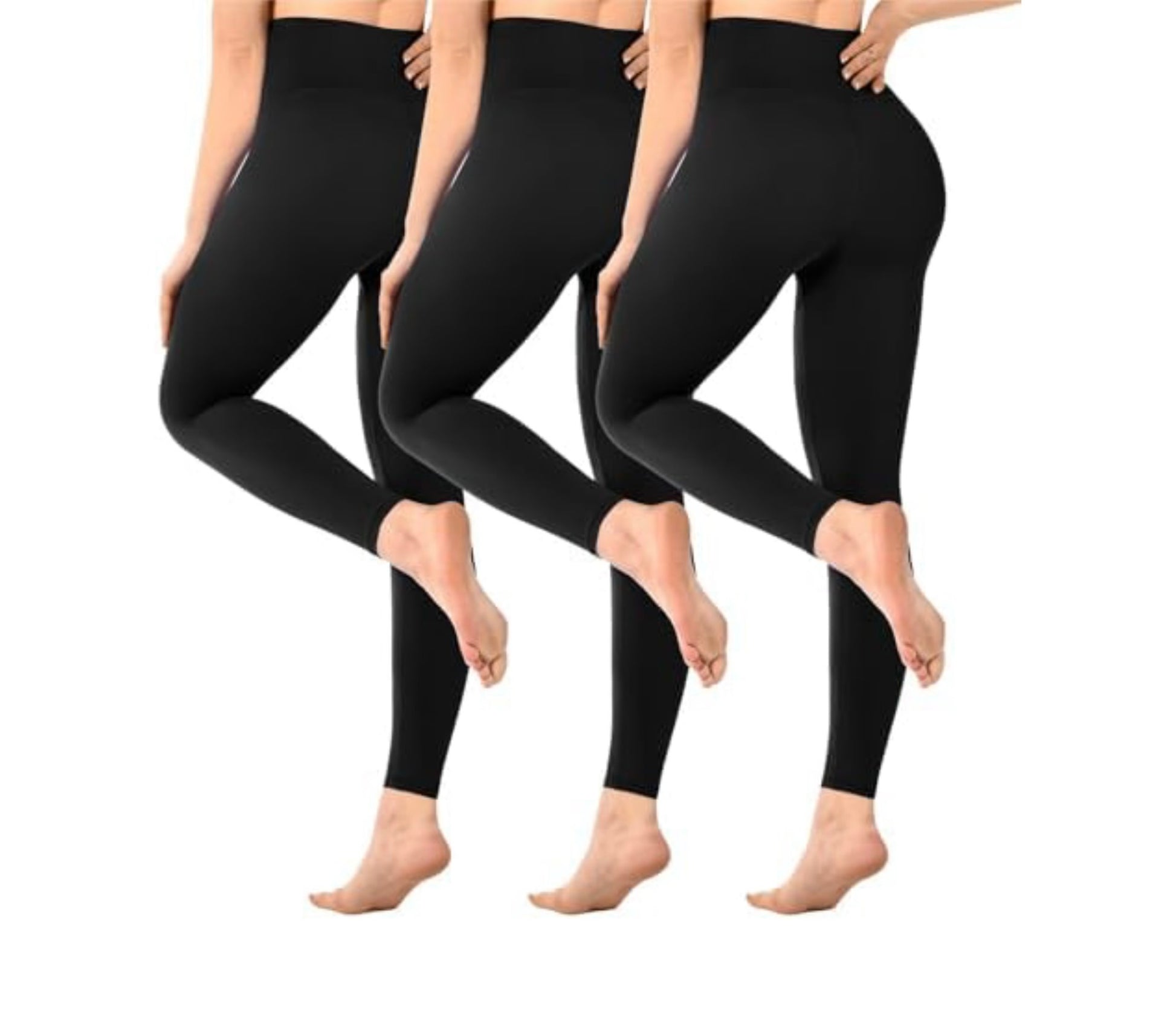 Pack of 3 Problems Solved women's high waist black opaque leggings for gym, yoga, and sports activities.