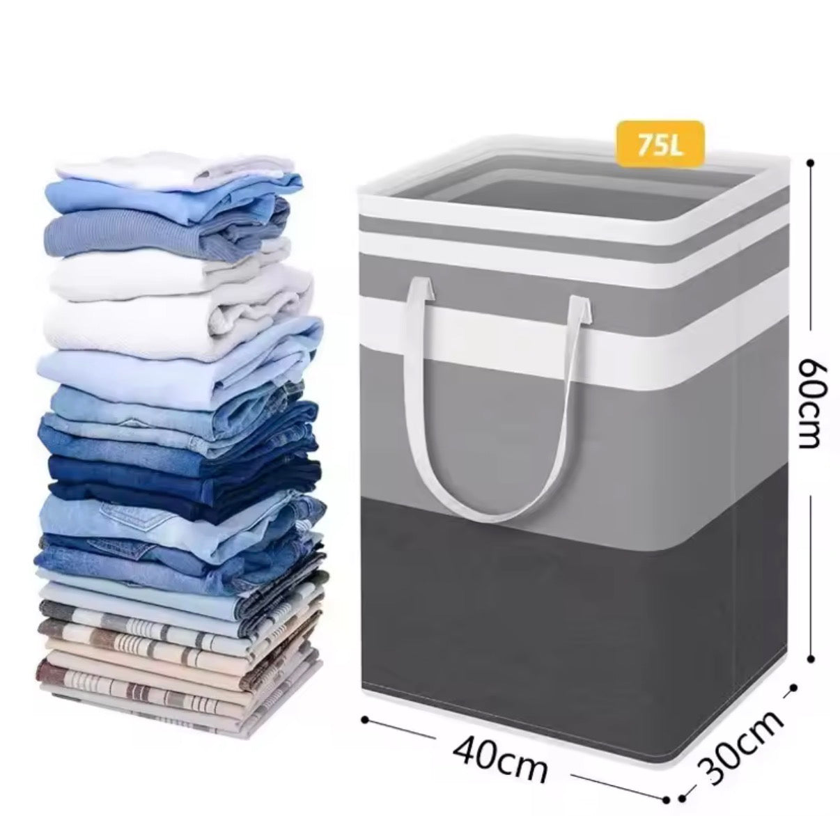 Extra Large Waterproof Laundry Hamper with Extended Handle - Foldable