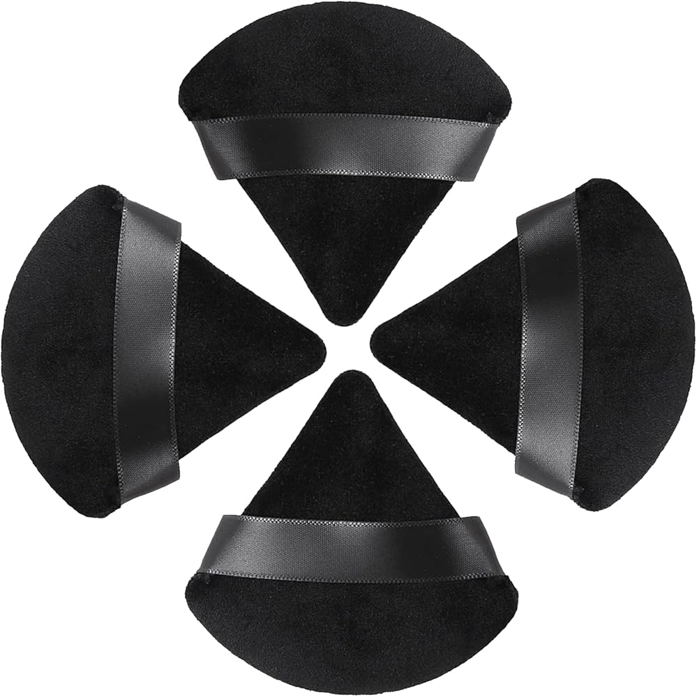 Problems Solved 4pcs triangle velvet powder puffs for pressed makeup, soft sponge applicators for setting and blending powder.