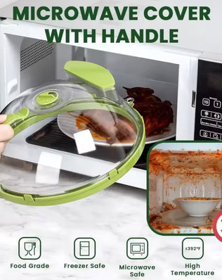 Microwave Cover for Food Clear Microwave Splatter Cover with Water Steamer and Handle