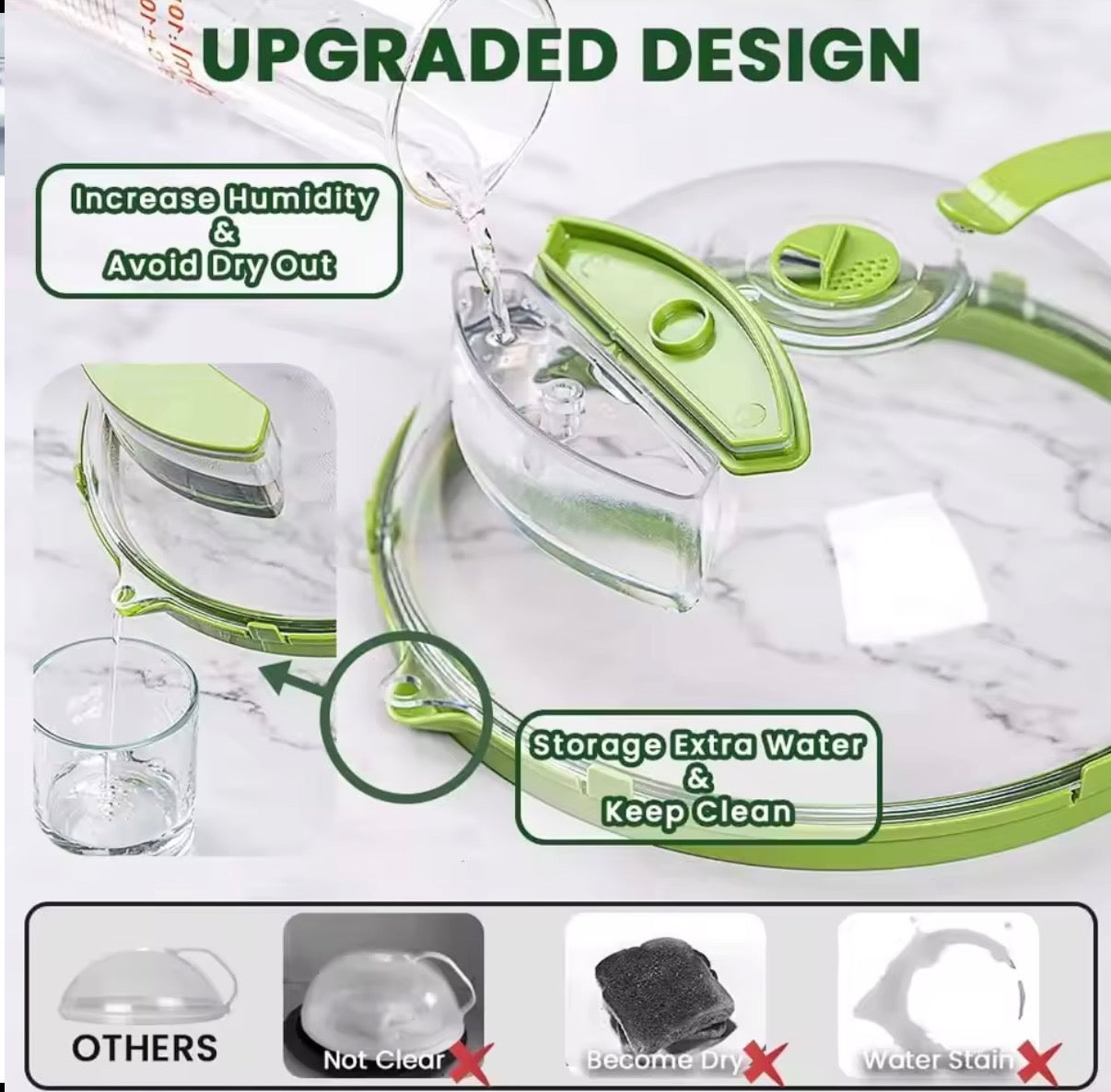 Microwave Cover for Food Clear Microwave Splatter Cover with Water Steamer and Handle