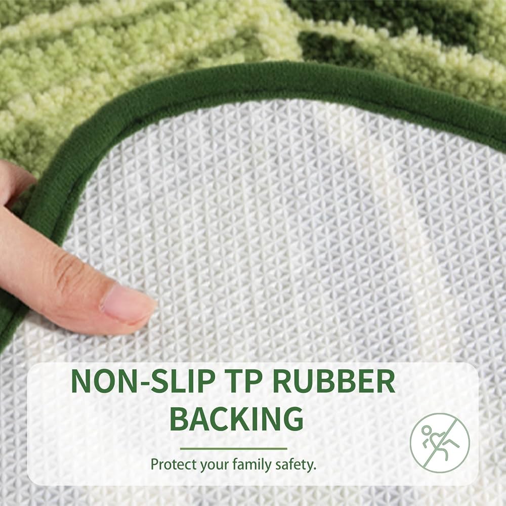 Problems Solved green monstera leaf shower mat, tropical plant-shaped bathroom rug, bathroom floor mat, waterproof and decorative