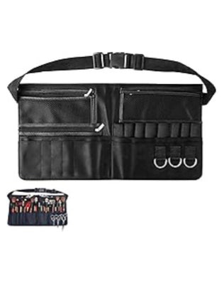 Problems Solved makeup brush cosmetic bag with organized compartments, ideal for artists and makeup enthusiasts.