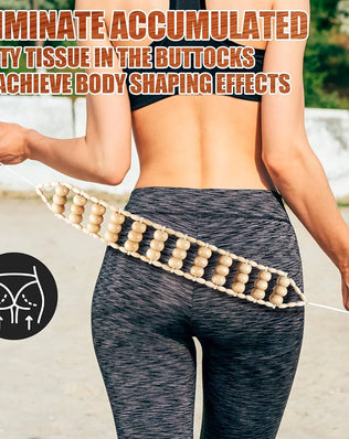Problems Solved Wood Therapy Massage Tool for cellulite and self-massage, featuring smooth wooden surface and ergonomic design.