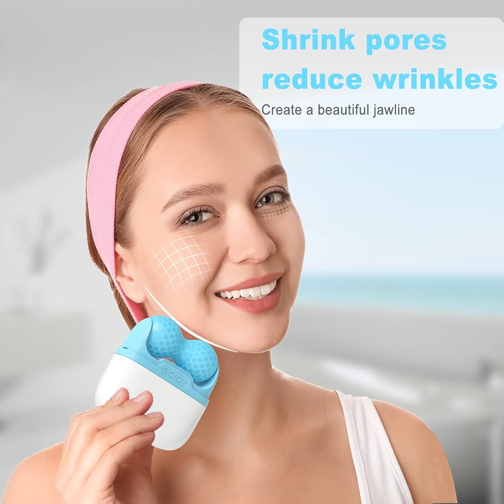 Ice Roller for Face and Eyes - 2 Roller Facial Skin Care Tools Cold Face Ice Roller Massager
