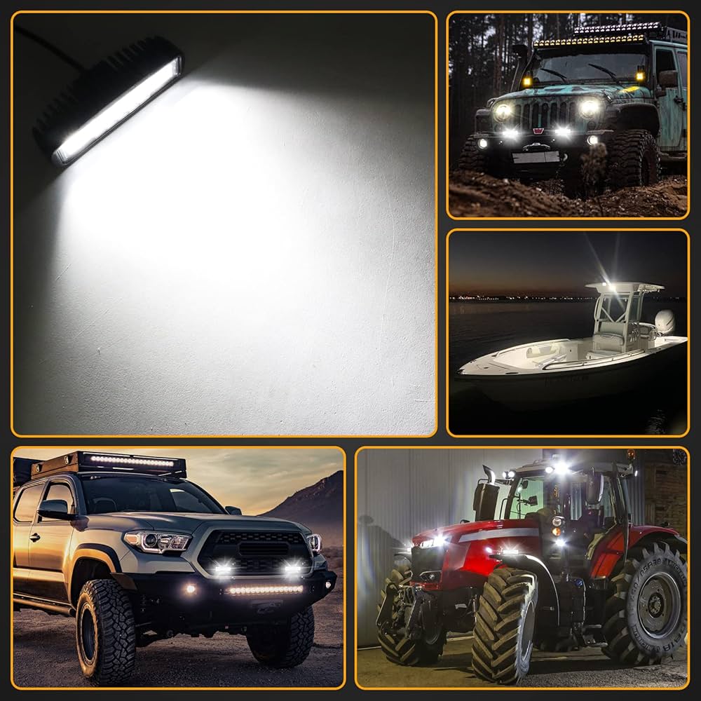 1 PCS Led Work Light Bar, 6 inch 24WSpot Flood Beam, 12V 24V Driving Lights Lamp