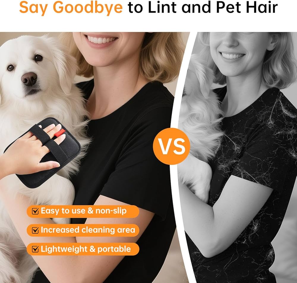 Static Pet Hair Remover Gloves, Reusable Electrostatic Pet Cat Dog Hair Removal Grooming