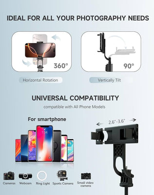 Problems Solved 180cm aluminum phone tripod and selfie stick, extendable all-in-one tripod for stable photos and selfies.