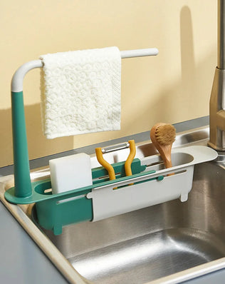 Kitchen Sink Organizer Telescopic Sink Shelf Soap Sponge Holder - Problems Solved