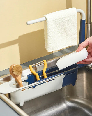 Kitchen Sink Organizer Telescopic Sink Shelf Soap Sponge Holder - Problems Solved