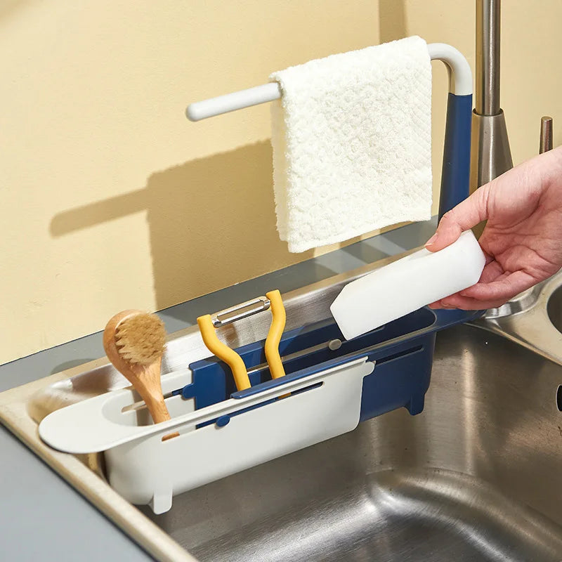 Kitchen Sink Organizer Telescopic Sink Shelf Soap Sponge Holder - Problems Solved