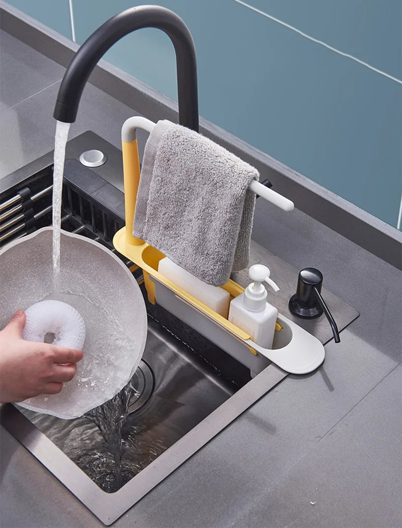 Kitchen Sink Organizer Telescopic Sink Shelf Soap Sponge Holder - Problems Solved