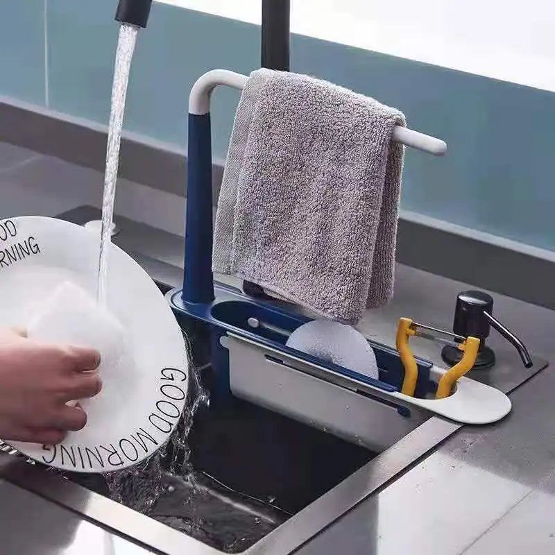 Kitchen Sink Organizer Telescopic Sink Shelf Soap Sponge Holder - Problems Solved
