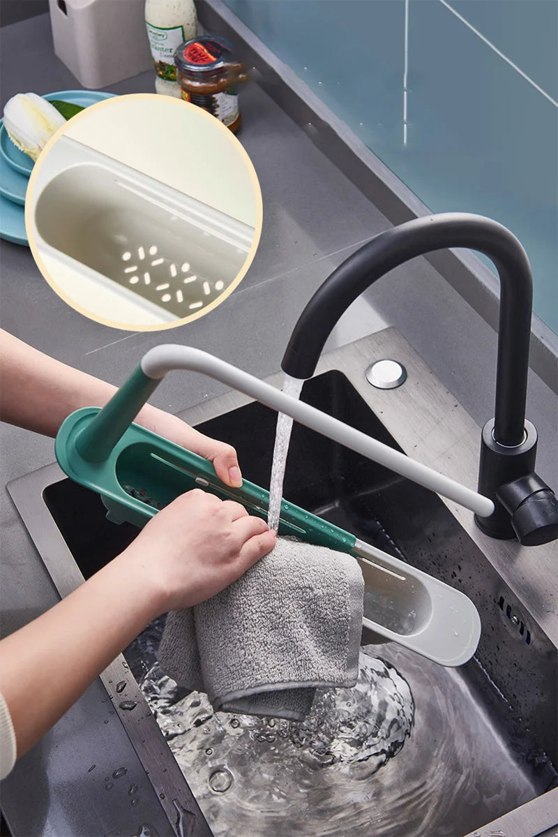Kitchen Sink Organizer Telescopic Sink Shelf Soap Sponge Holder - Problems Solved