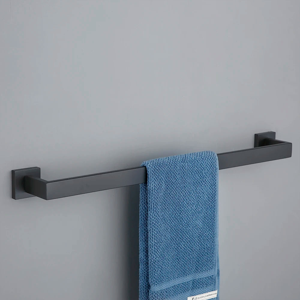 Bathroom Hardware Black Wall Mounted Bath Towel Holder Bathroom Towel Racks Clothes Hanger For Hotel Home In Matte Black - Problems Solved