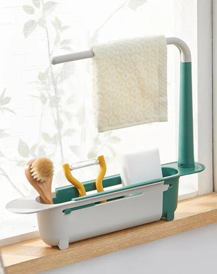 Kitchen Sink Organizer Telescopic Sink Shelf Soap Sponge Holder - Problems Solved