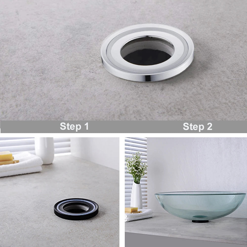 Bathroom Mounting Ring For Glass Basin Fixture Vessel Sink Gadgets Black Chrome Pad Ring Sink Pop Up Avaliable Home Renovation - Problems Solved