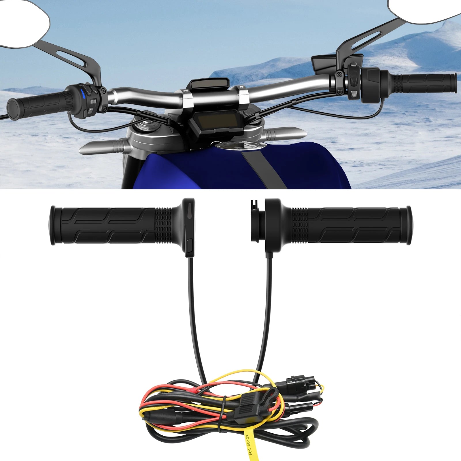 1 Pair 12V 22mm Motorcycle Hand Heated Grips 5-Gear Temperature Adjustable Electric Heating Handle Universal Motorcycle Hot Grip - Problems Solved