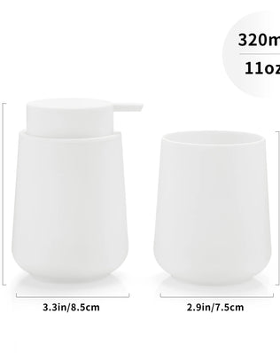 Bathroom Accessory Set - 2-Piece Soap Dispenser and Cup for Bathroom Vanity Decor in Matte Black - Problems Solved