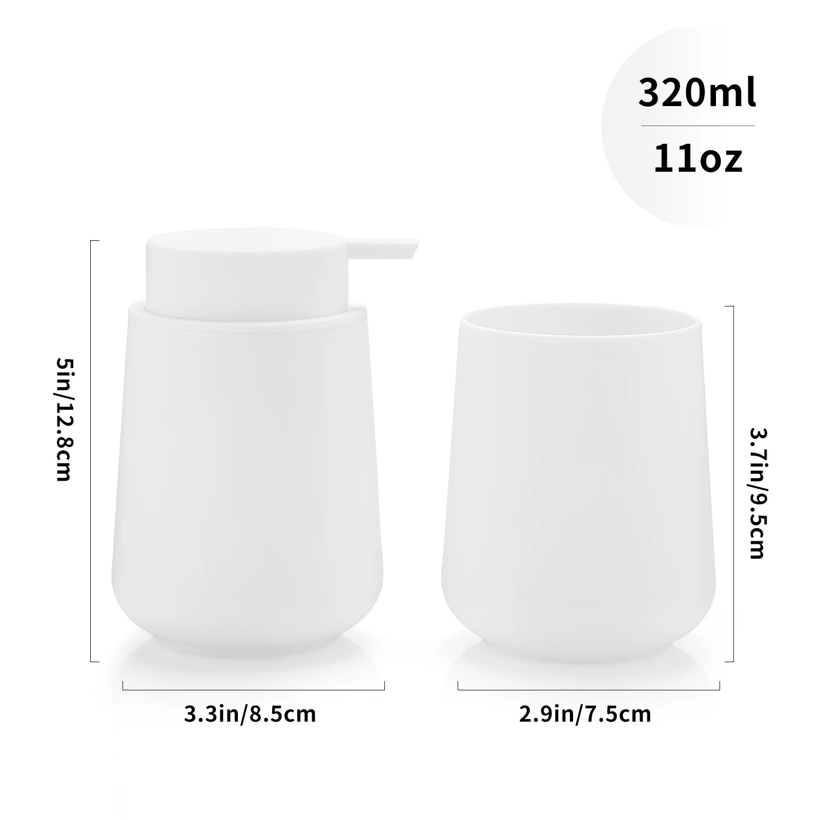 Bathroom Accessory Set - 2-Piece Soap Dispenser and Cup for Bathroom Vanity Decor in Matte Black - Problems Solved