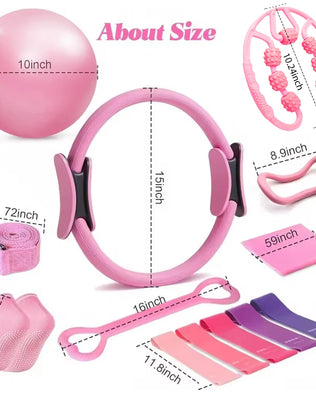Pilates Yoga Set 13 Piece Home Pilates Kit for Women Pilates Equipment Toning Fitness Essentials Starter Set Accessories - Problems Solved