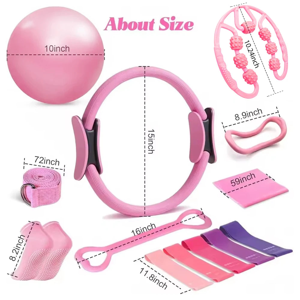 Pilates Yoga Set 13 Piece Home Pilates Kit for Women Pilates Equipment Toning Fitness Essentials Starter Set Accessories - Problems Solved