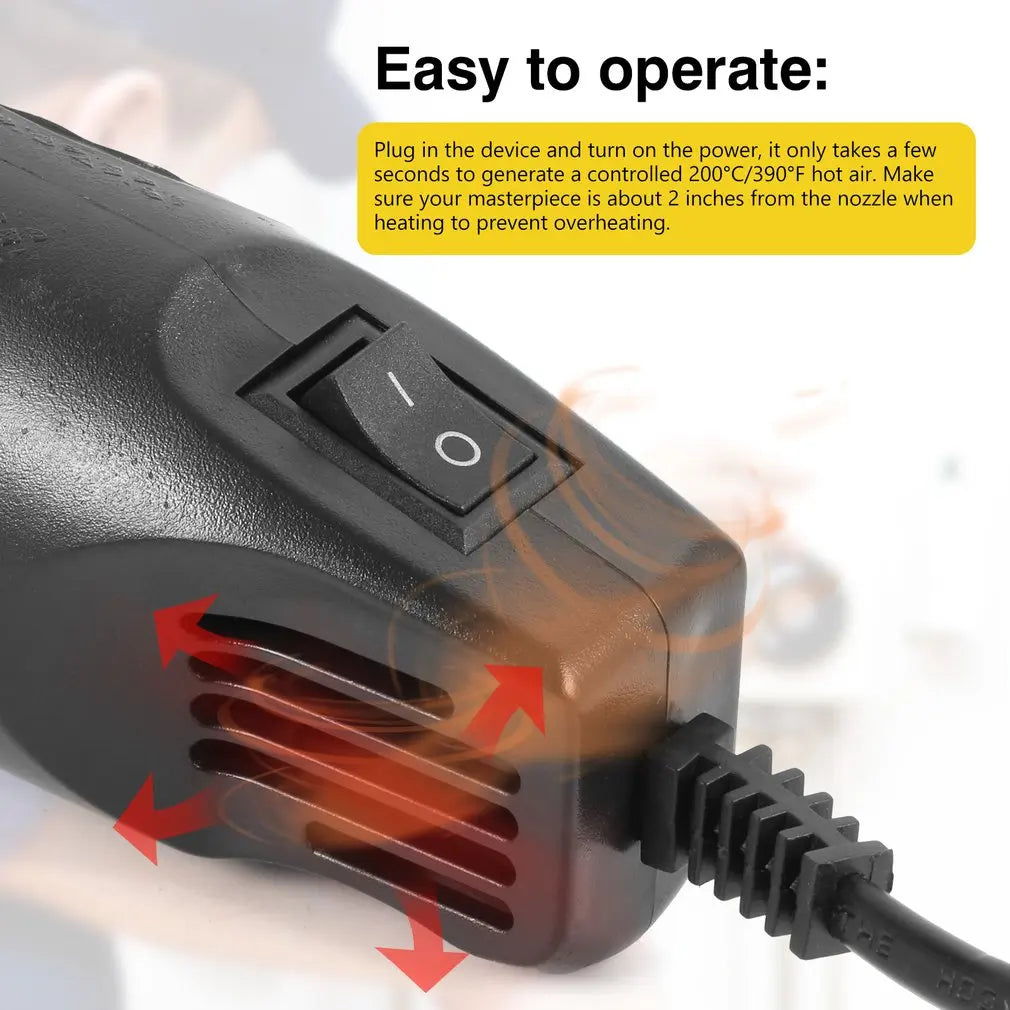 DIY Using Heat Gun Electric Power Hot Hair Dryer Soldering Wrap Blower Heater Shrink Plastic Heat Gun Repair Tool 200℃ 300W - Problems Solved