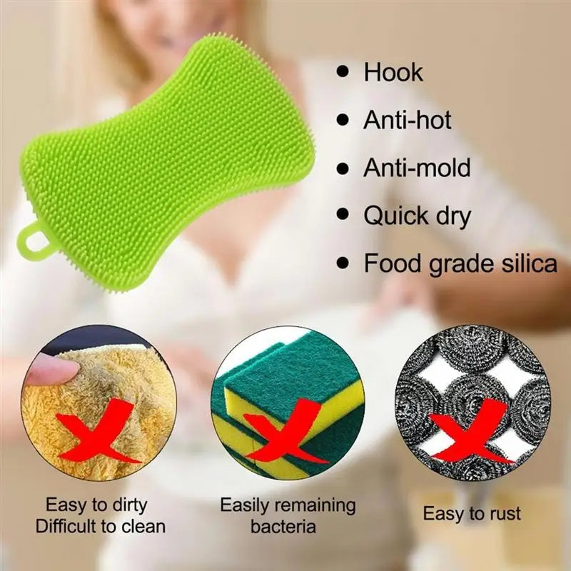 4PCS Kitchen Silicone Sponge Dish Washing Scrubber - Problems Solved