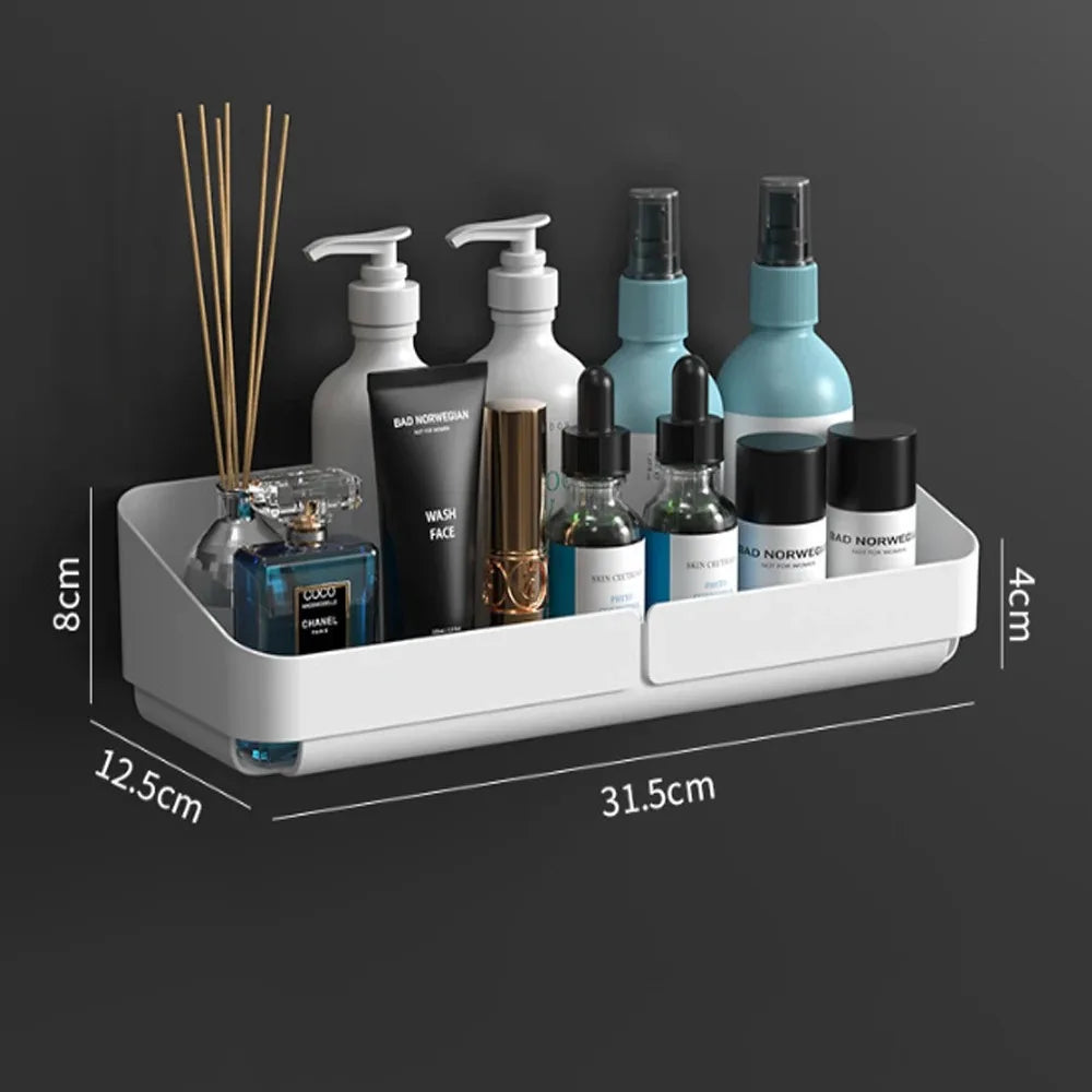 Bathroom  Kitchen Convenience Rack Shelf Makeup Storage Organizer Cosmetics Shampoo Rack Shower Shelf Wall Spice No Drilling - Problems Solved