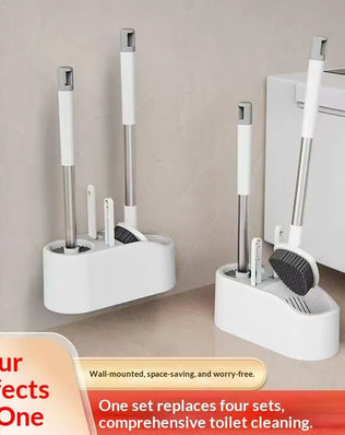Bathroom Cleaning Made Easy with 4-In-1 Multifunctional Toilet Brush, Full 360° No Dead Corner Cleaning Set. - Problems Solved