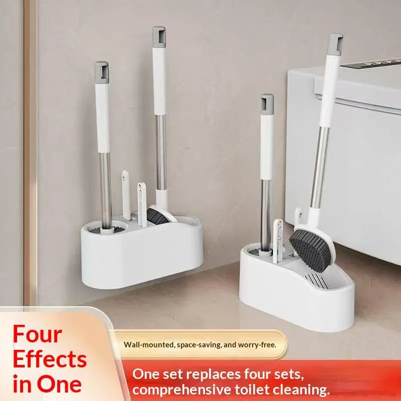 Bathroom Cleaning Made Easy with 4-In-1 Multifunctional Toilet Brush, Full 360° No Dead Corner Cleaning Set. - Problems Solved