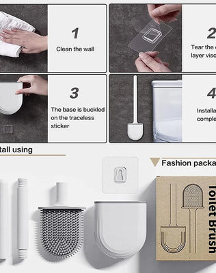 Wall Hanging Toilet Brush with Holder Long Handled Silicone Toilet Brush Soft Bristles WC Cleaning Brush Bathroom Accessories - Problems Solved