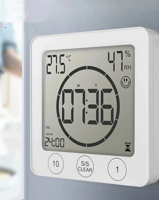 Digital Bathroom Wall Clock Shower Timer Waterproof For Water Spray LCD Screen Watch Temperature Humidity Clock For Shower Room - Problems Solved